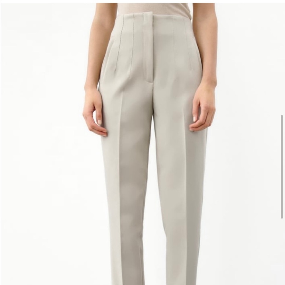 Zara Cream High-Waisted Trousers - Picture 3 of 8